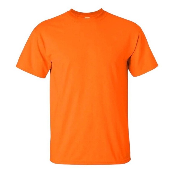 NWT Gildan Mens XL Ultra Cotton T-Shirt Short Sleeve Tee Preshrunk Safety Orange - Picture 1 of 9